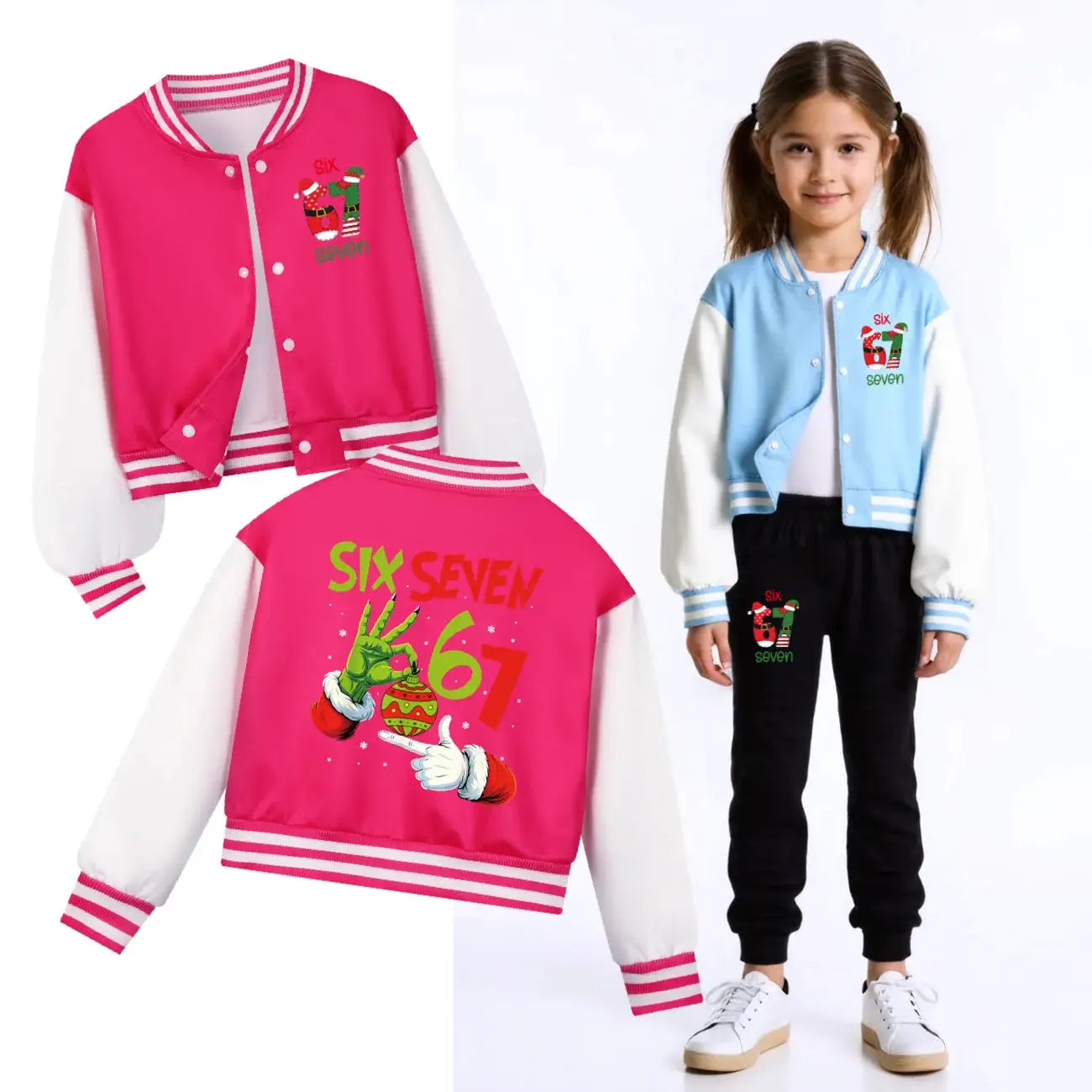 Children's Christmas Six Seven Baseball Hoodie Costume Uniform Casual Spring Autumn Wear for Boys And Girls by All Mart Bristol Ltd