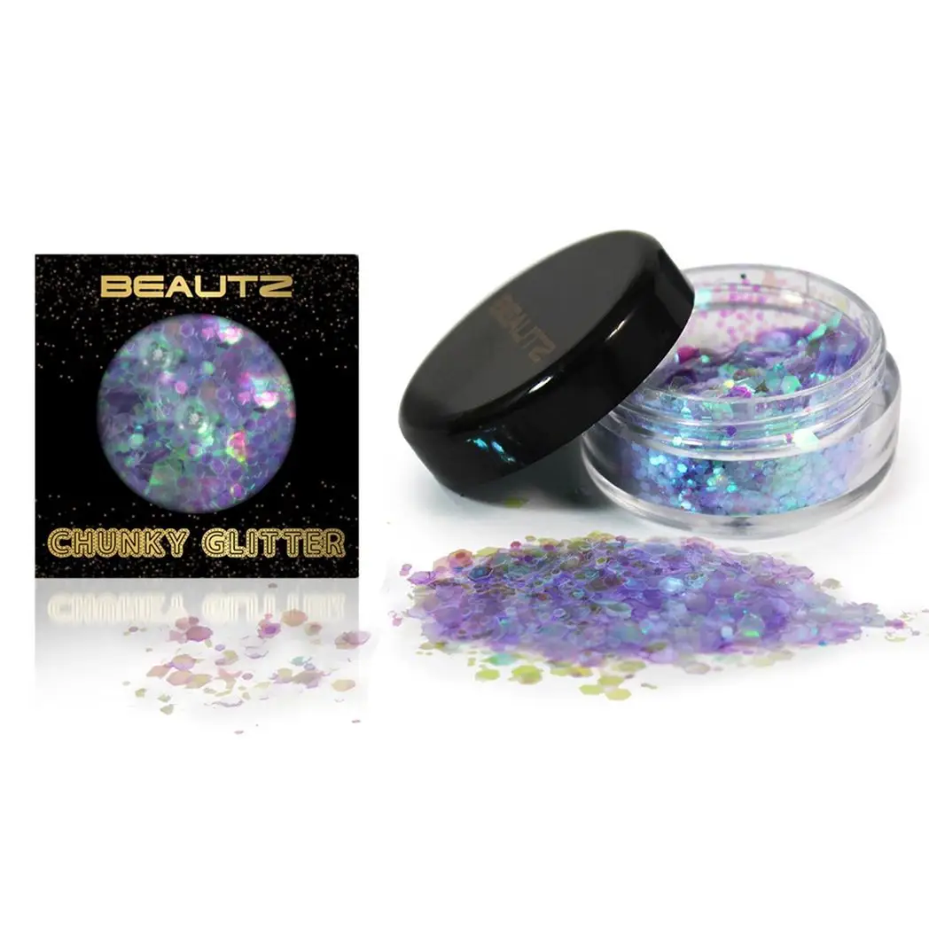 Beautz Chunky Glitter Available in 5 Varieties 10ml pot with 5g of Cosmetic Glit[Unicorn] by Beautz