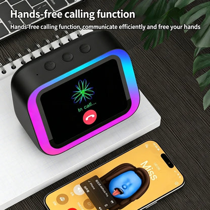 AI Voice Assistant Bluetooth Speaker With RGB Color Lighting Alarm Clock LED Screen Weather Clock Display Electronic Speaker by All Mart Bristol Ltd