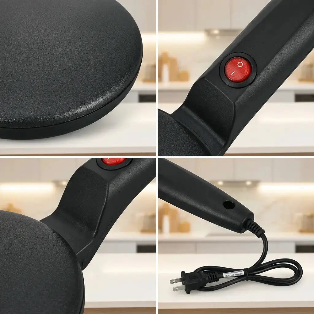 Multi-Function Pancake Maker, Non-Stick Crepe Maker & Crepe Machine - Non-Stick Heating Plate with LED Indicator Light, Easy to Clean, Compact Home Breakfast Machine by All Mart Bristol Ltd
