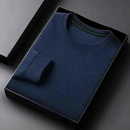 Men's Basic Crew Neck Long Sleeve Waffle Knit Sweater, Lightweight Casual Pullover for Daily Outfits by All Mart Bristol Ltd