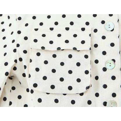 Elegant Chic Fitted Polka Dot 2 Piece Sets for Women Spring New Matching Sets Polka Dot Shirt Jacket with Tie Belt + Capri Pants by All Mart Bristol Ltd