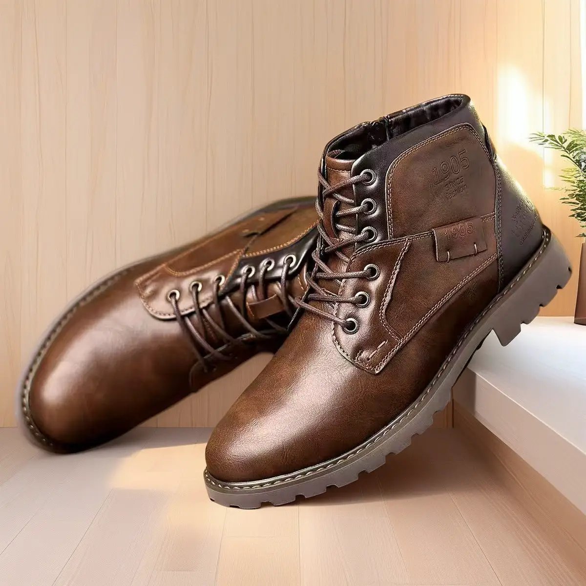Male Martin Boots Leisure Plus Size Zip Ankle Boots by Dropshipman