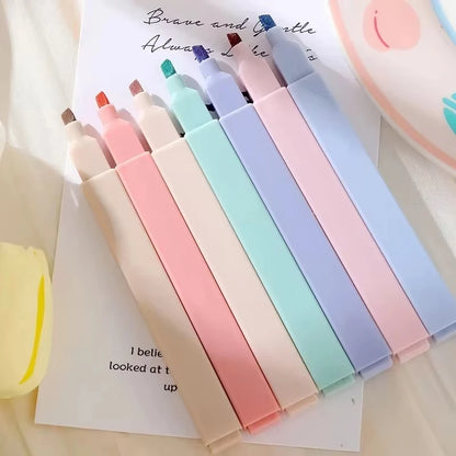 6Pcs/Set Pastel Color Highlighter Kawaii Stationery Color Marker School Supplies Student Marker Highlighter Japanese Stationery by All Mart Bristol Ltd