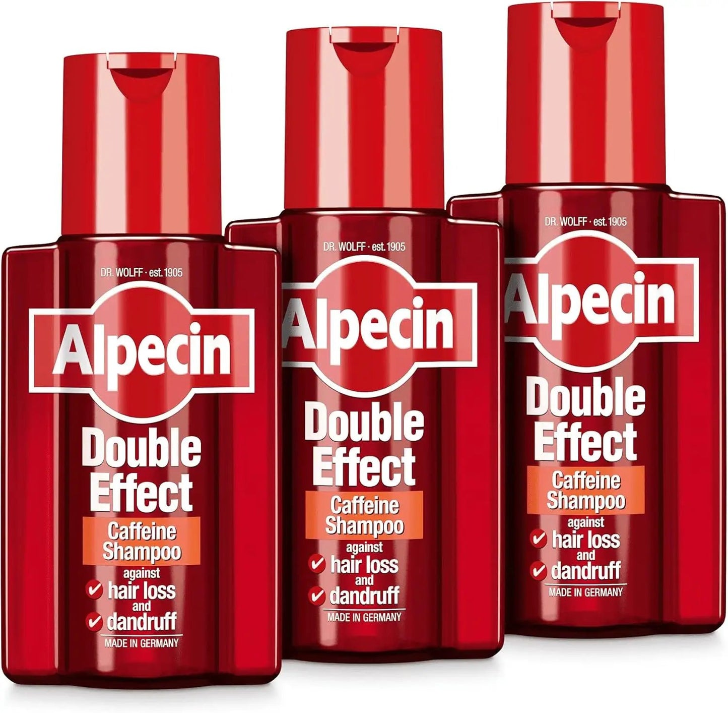 Double Effect Shampoo 3X 200ml - Anti-Dandruff & Natural Hair Growth Formula for Stronger Hair - Energizing Men's Hair Care Made in Germany by All Mart Bristol Ltd
