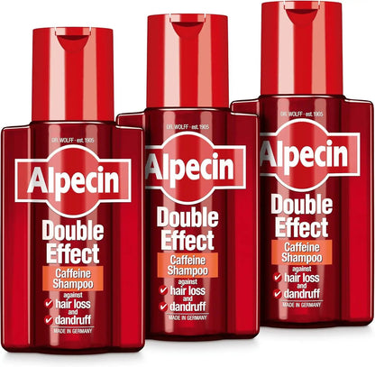 Double Effect Shampoo 3X 200ml - Anti-Dandruff & Natural Hair Growth Formula for Stronger Hair - Energizing Men's Hair Care Made in Germany by All Mart Bristol Ltd