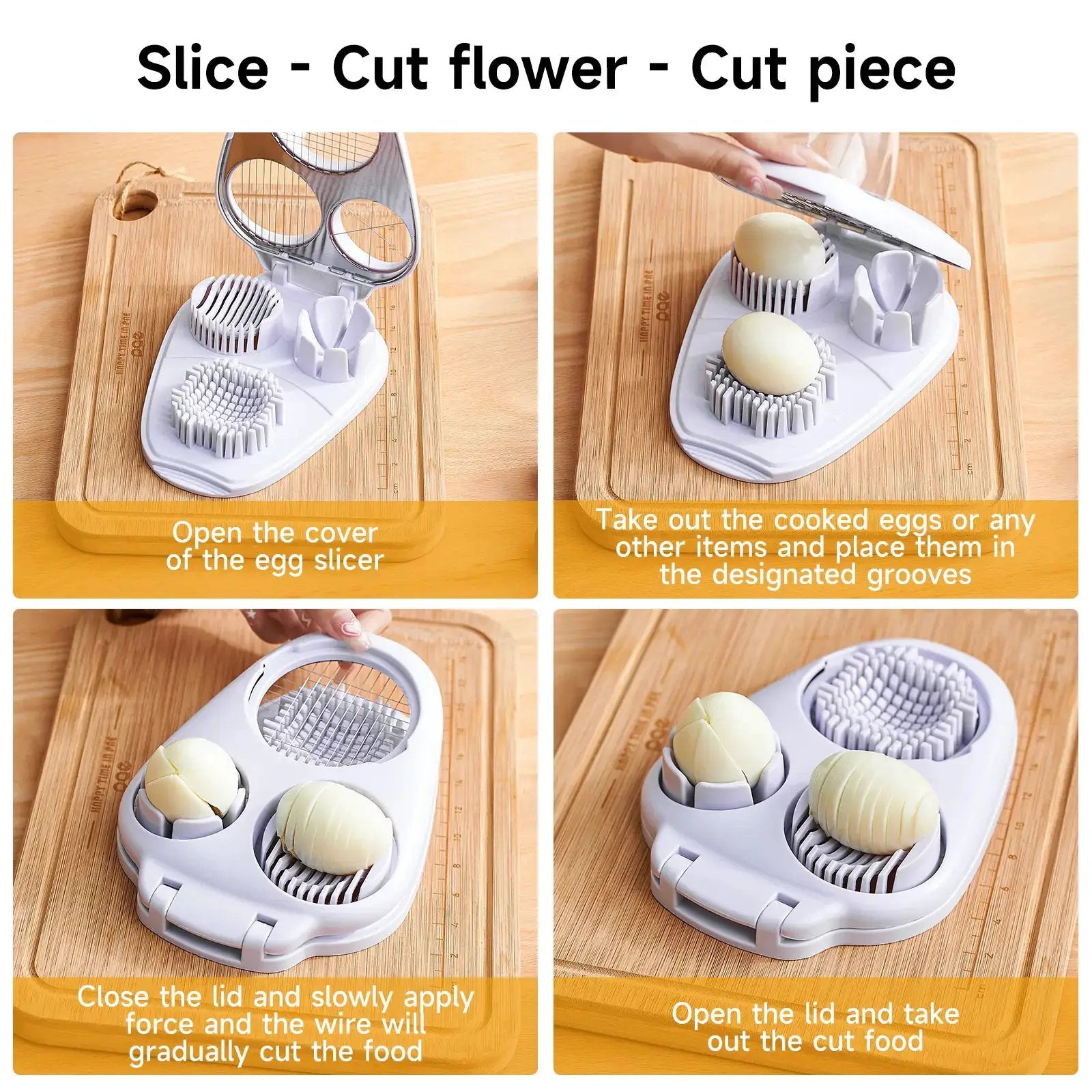 3-In-1 Multifunctional Egg Slicer, Stainless Steel Egg Cutter for Boiled Eggs, Century Eggs, Strawberry and Soft Fruits, Easy Egg Slicer Chopper for Salads, Bento and Kitchen Prep by All Mart Bristol Ltd