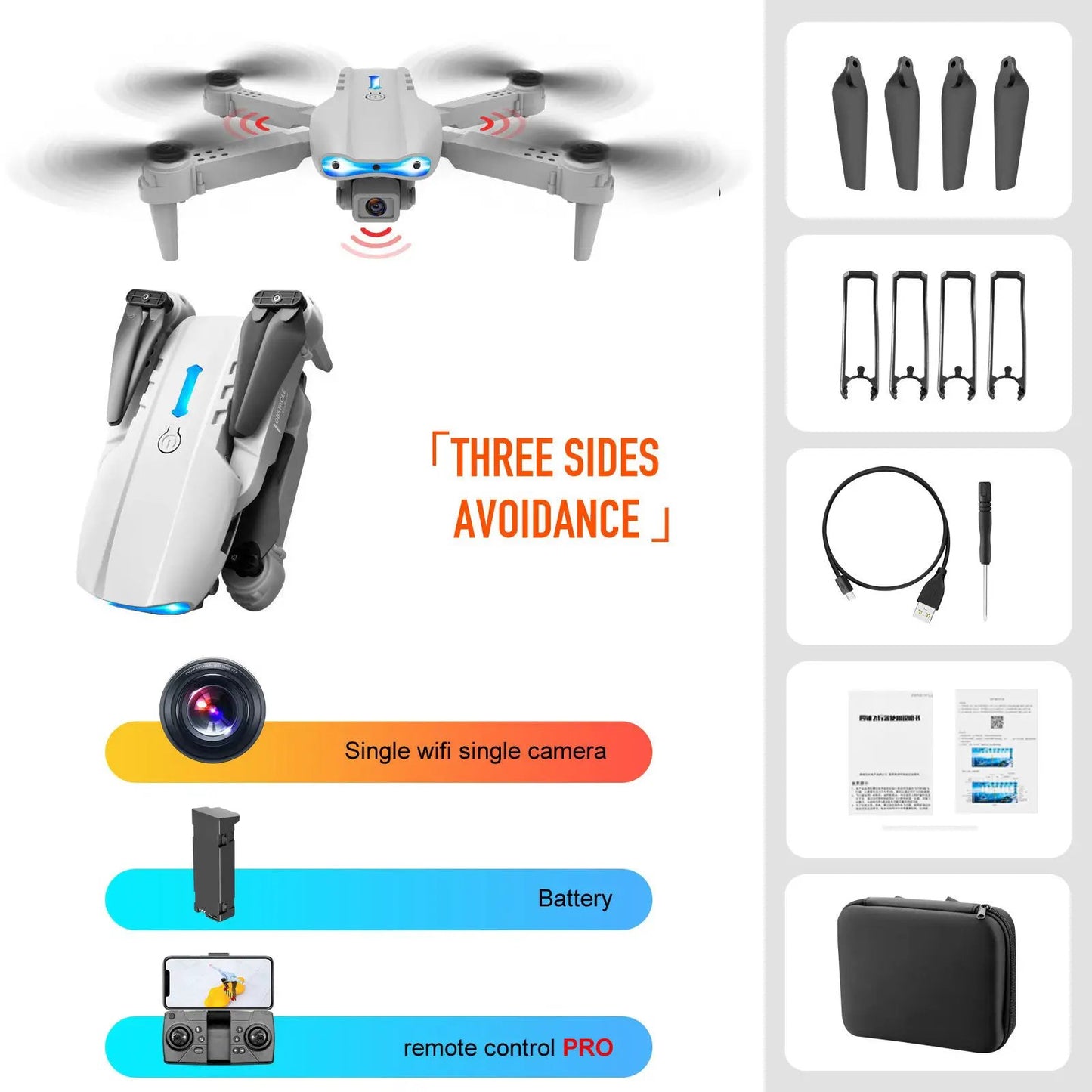 4K Dual Camera Remote Control Three-sided Obstacle Avoidance Drone by Dropshipman