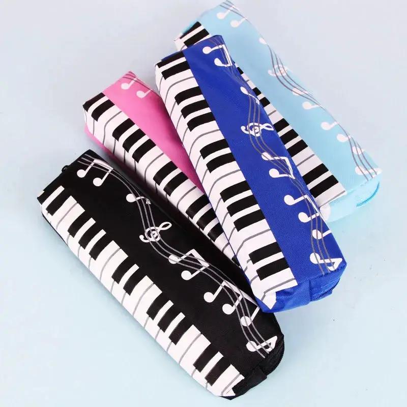 Creative Novelty Student Pencil Case Square Single Layer Oxford Cloth Pen Bag for Girls Boy Musical Note Piano Stationery Pouch by All Mart Bristol Ltd