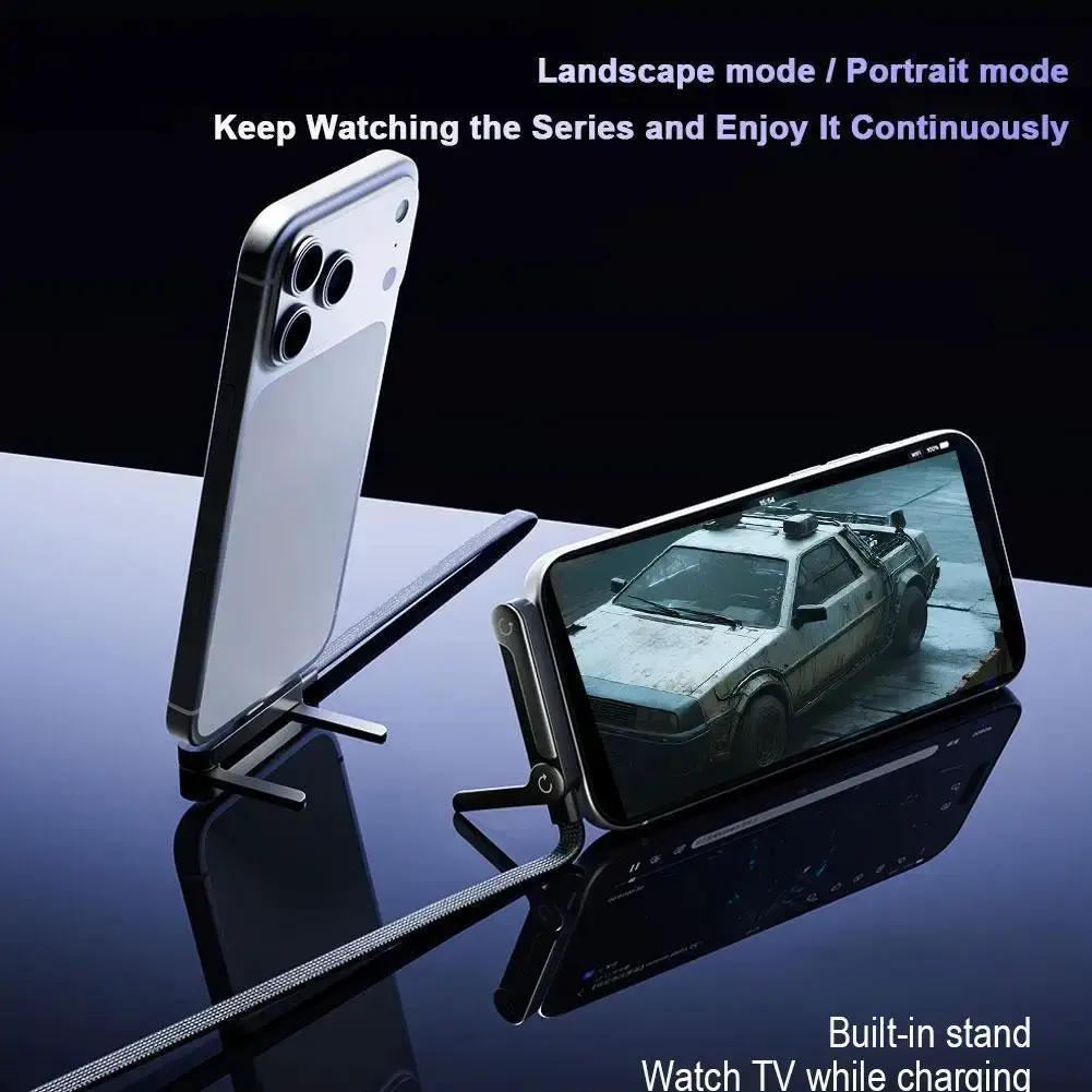 Sideways Phone Charger,Invisible Stand Charging Cable,Built in Phone Stand Charging Cord with Folding Phone Stand 2-In-1 Holder by All Mart Bristol Ltd