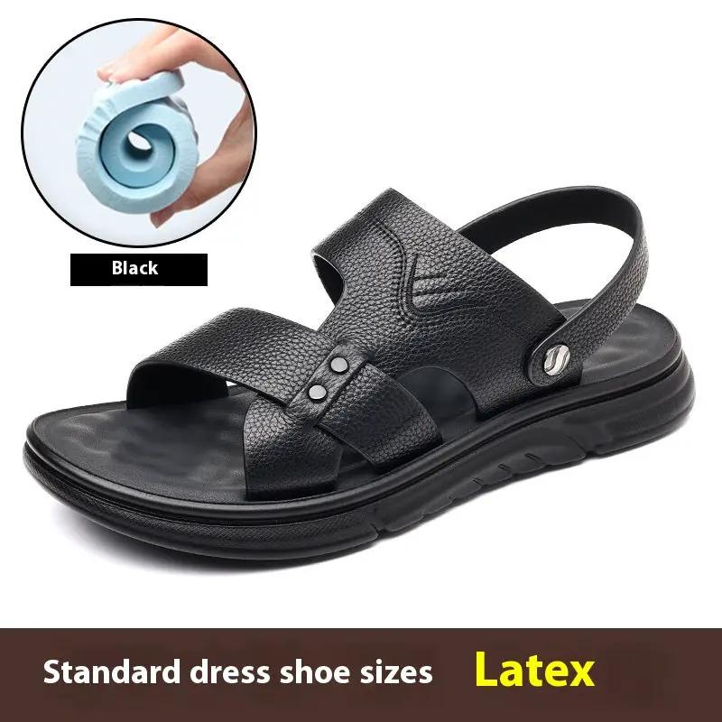 Men's Breathable Genuine Leather Beach Shoes Casual Soft Bottom Middle-aged And Elderly by Dropshipman