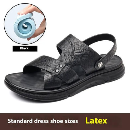 Men's Breathable Genuine Leather Beach Shoes Casual Soft Bottom Middle-aged And Elderly by Dropshipman