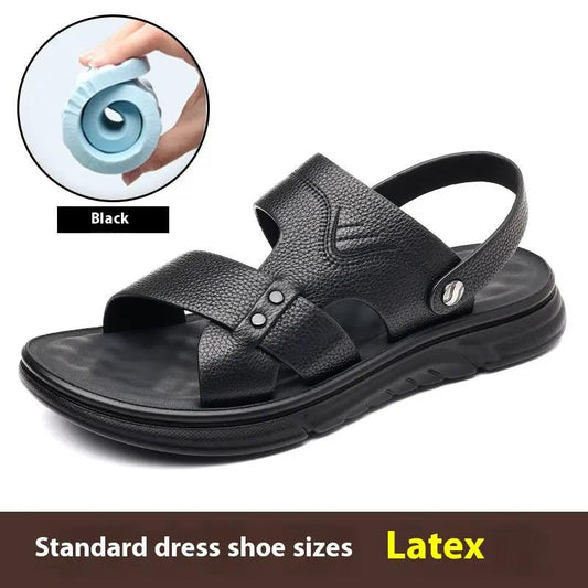 Men's Breathable Genuine Leather Beach Shoes Casual Soft Bottom Middle-aged And Elderly by Dropshipman