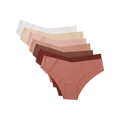 7Pcs/Set Women's V-Waist Panties Seamless Low-Waist Bikin Briefs Ladies Sexy Lingerie Ice Silk No Show Invisible Underwear XS-XL by All Mart Bristol Ltd