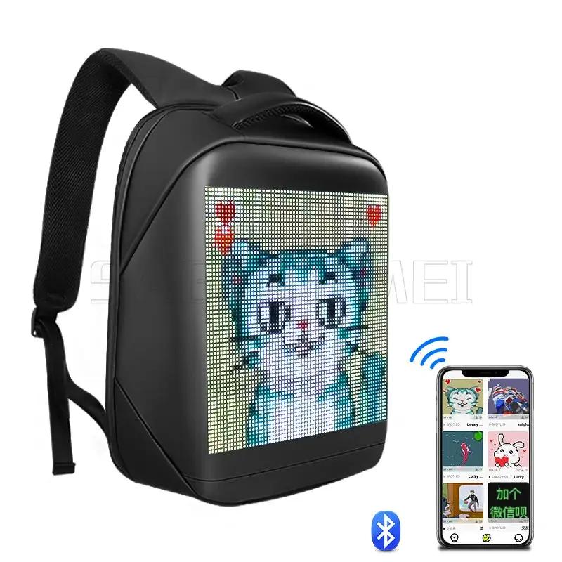 Motorcycle Bags Smart Led Pixel APP Display Screen Intelligent Advertising Business Bag Waterproof Moto Riding Creative Backpack by All Mart Bristol Ltd