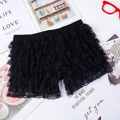 Lolita Ruffle Lace Safety Shorts Elastic Casual Bow Bottoming Culottes Anti-Walking Summer Thin Section Short Pants by All Mart Bristol Ltd