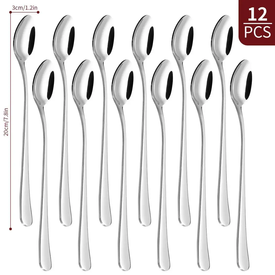 Vinsani 12pcs SSLong Hndle Latte Spns 1010049 by Vinsani