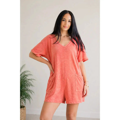 Oversized Romper- Acid Wash by All Mart Bristol Ltd