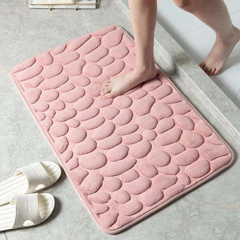 Cobblestone Embossed Bath Mat Non-Slip Carpets Water Absorption Washable Bathtub Floor Rug Shower Doormat Bathroom Decor by All Mart Bristol Ltd