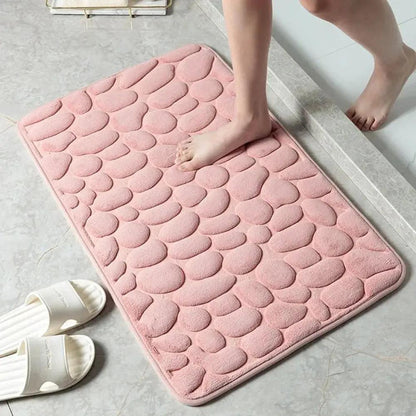 Cobblestone Embossed Bath Mat Non-Slip Carpets Water Absorption Washable Bathtub Floor Rug Shower Doormat Bathroom Decor by All Mart Bristol Ltd