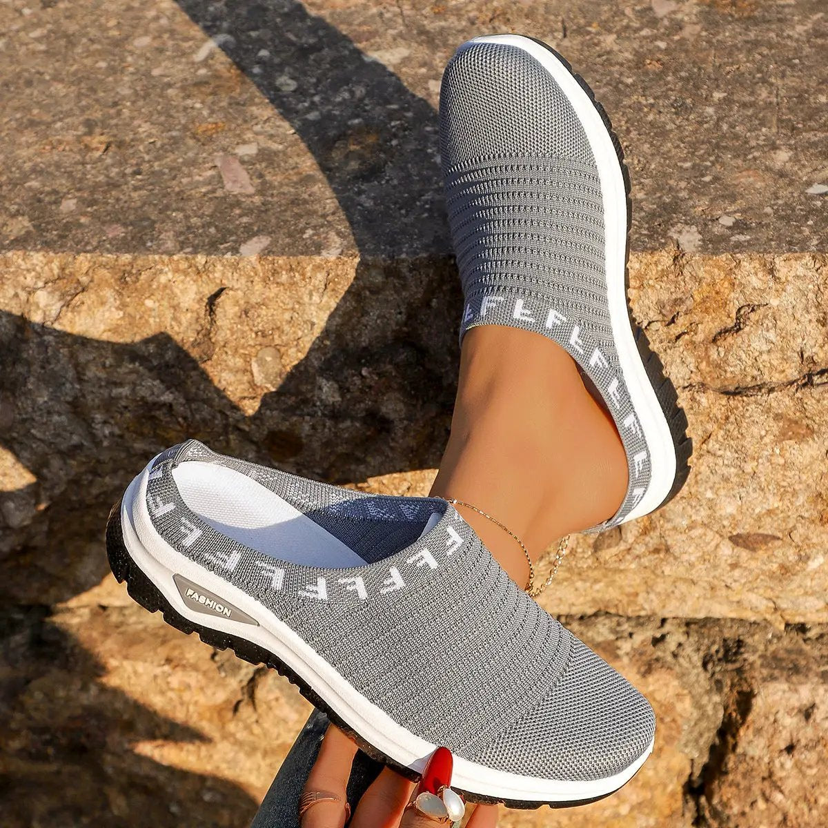 Baotou Semi-slip-on Casual Fashionable Versatile Chic Breathable Mesh Slip-on Pumps by Dropshipman