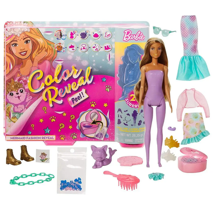 Barbie Doll Colour Reveal Peel Mermaid 25 Accessories Toy Gift For KIds GXV93 by Barbie