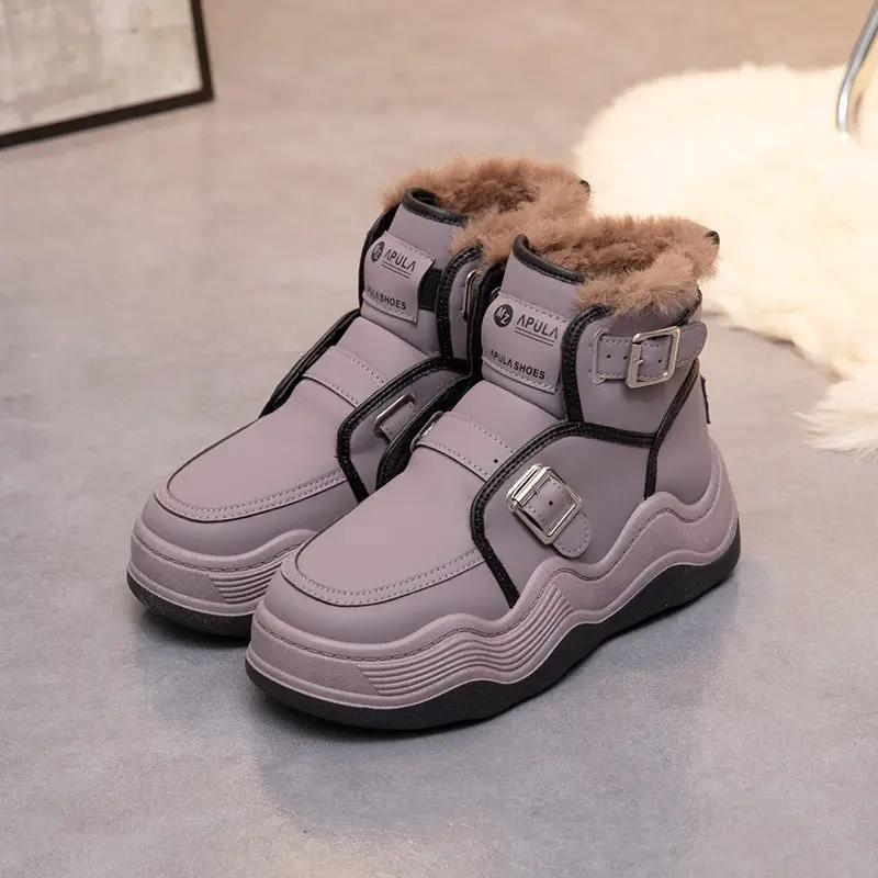 Woolen Cotton Thick Bottom Elevator Shoes Student Sports High Top by Dropshipman