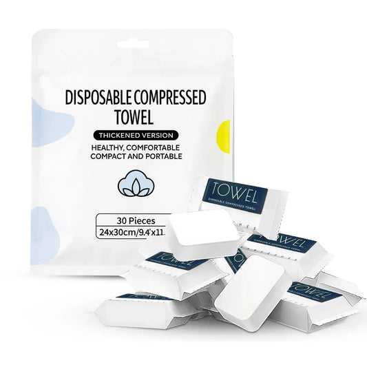 Disposable Compressed Towels 30 Count Portable Travel Towels Expandable Face Towels for Camping Hiking Gym Makeup Removal Individually Compact Tablets by All Mart Bristol Ltd