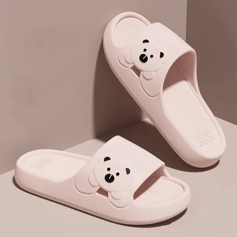 Slippers Bathroom Cartoon Bear Indoor Slippers For Women Lightweight Soft EVA Slides Woman Comfort Home Summer Bathroom Non Slip by All Mart Bristol Ltd