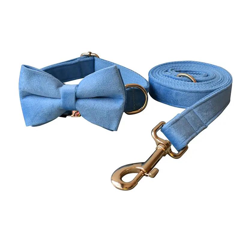 Blue Velvet Dog Collar Dog Rope Pet Collar by Dropshipman