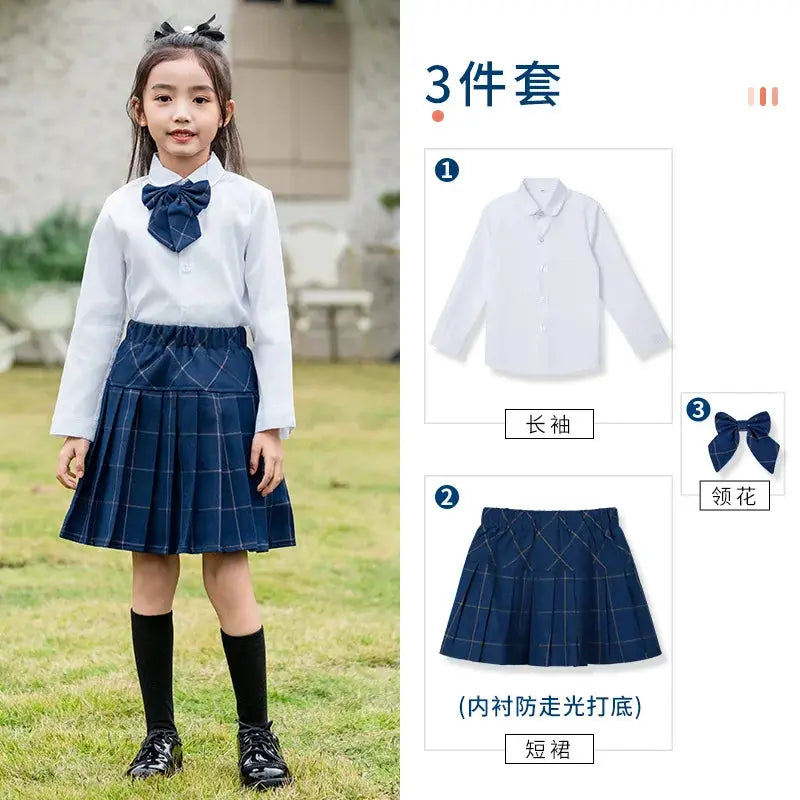 Kids British Plaid Vest Shirt Suit Pants Girls Waistcoat Blouse Skirts Children School Uniform Boys Korean Students Clothes Set by All Mart Bristol Ltd