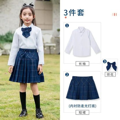 Kids British Plaid Vest Shirt Suit Pants Girls Waistcoat Blouse Skirts Children School Uniform Boys Korean Students Clothes Set by All Mart Bristol Ltd