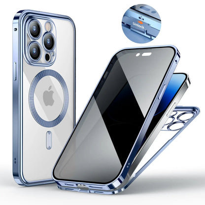 Anti-Privacy Metal Buckle Magnetic Support Wireless Charging Double-Sided Lens Full Cover Phone Case Protective Cover by Dropshipman