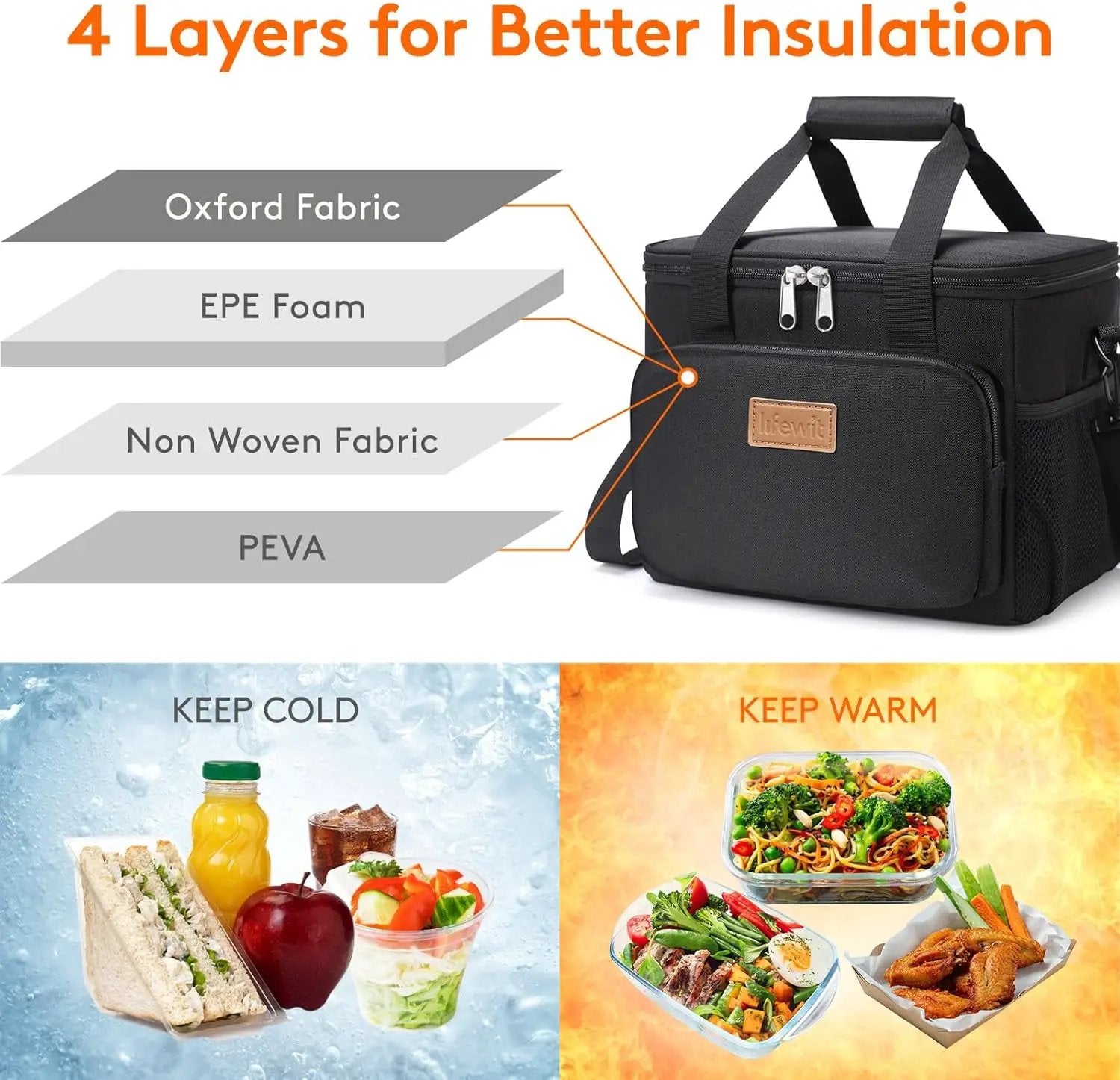 Stylish Black Insulated Lunch Bag - 9L Soft Cooler Tote for Adults, Perfect for 12 Cans by All Mart Bristol Ltd
