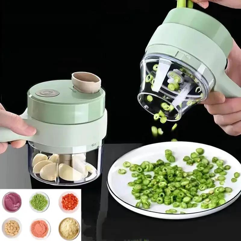 New Multi-Functional Vegetable Cutter Wireless Electric Garlic Beater Cut Onion Chili Processor Handheld Gatling Cooking Machine by All Mart Bristol Ltd
