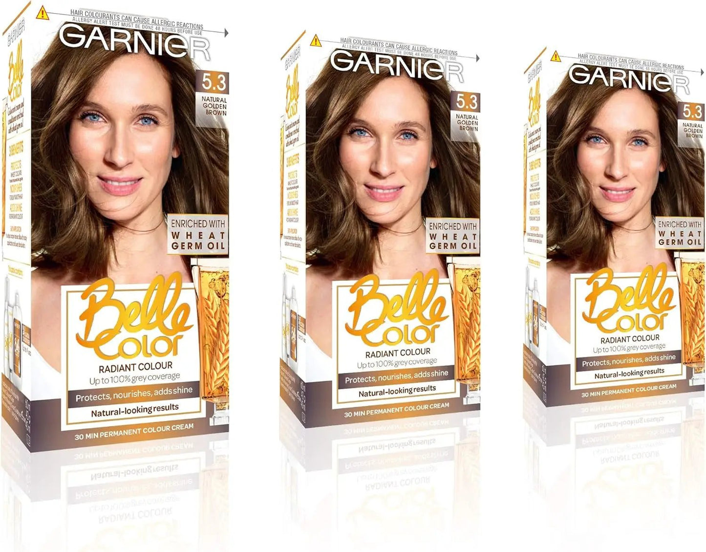 Belle Color Permanent Brown Hair Dye - Natural Looking Color & 100% Grey Coverage - 3 Pack of 5 Natural Brown by All Mart Bristol Ltd