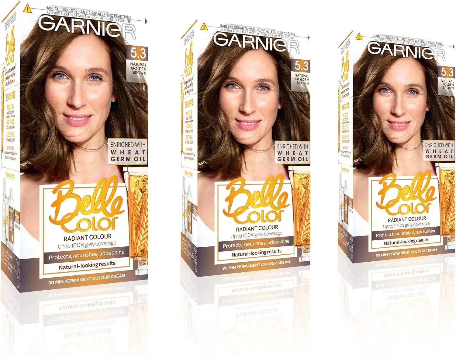 Belle Color Permanent Brown Hair Dye - Natural Looking Color & 100% Grey Coverage - 3 Pack of 5 Natural Brown by All Mart Bristol Ltd
