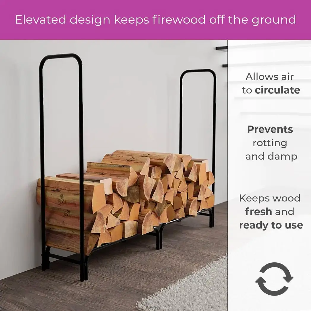 Neo 240cm Outdoor Metal Log Holder Storage Rack with Cover by Neo