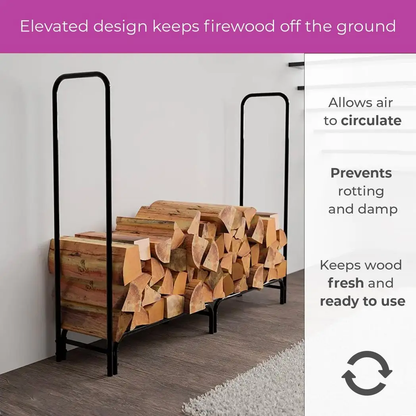 Neo 240cm Outdoor Metal Log Holder Storage Rack with Cover by Neo
