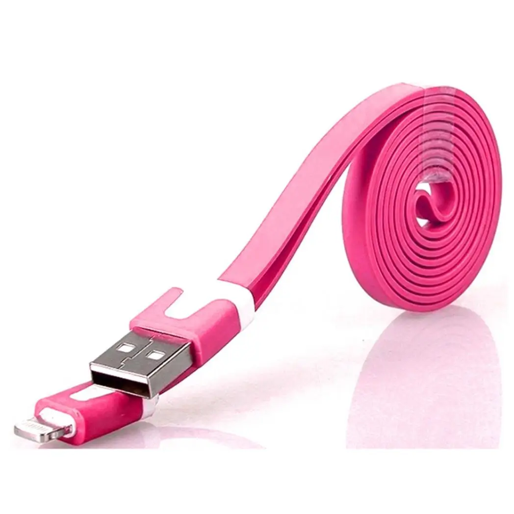 GVC 1 Metre Strong Tangle Free Flat Micro USB Cable for Sync & Charge, Hot Pink by GVC