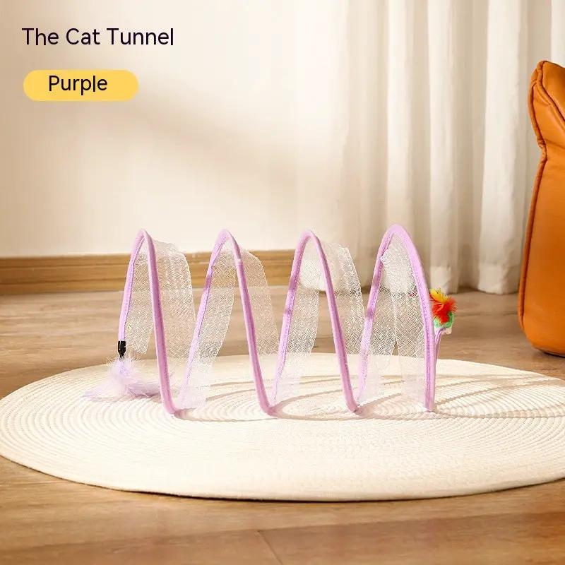 Folded Cat Tunnel S Type Cats Tunnel Spring Toy Mouse Tunnel Cat Outdoor Cat Toys For Kitten Interactive Cat Supplies by Dropshipman
