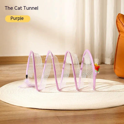 Folded Cat Tunnel S Type Cats Tunnel Spring Toy Mouse Tunnel Cat Outdoor Cat Toys For Kitten Interactive Cat Supplies by Dropshipman