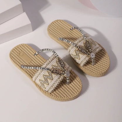 Bohemian Flat Plus Size Flip Flops Ethnic Style by Dropshipman