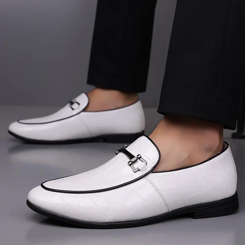 Men's Plaid Light Luxury Plus Size Rubber Sole Lightweight Leather Shoes by Dropshipman