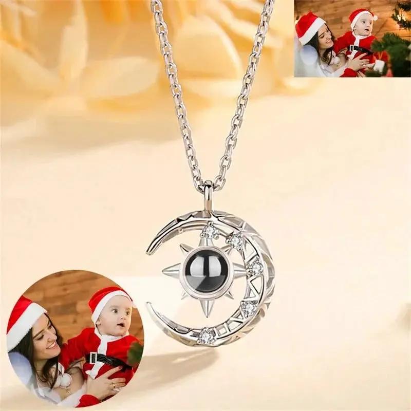 Projection Necklace Crescent Moon Pendant with Photo by All Mart Bristol Ltd