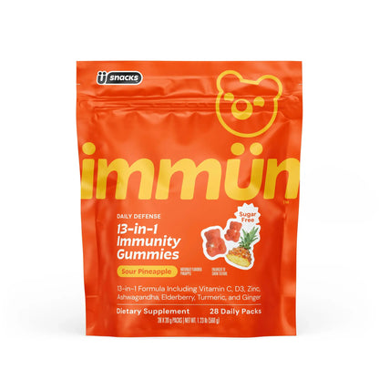 Immün 13-In-1 Immunity Gummies (Sour Pineapple): Daily Immune Defense Supplement with 13 Clinically Studied Ingredients: Vitamin C, D3, Zinc, Ashwagandha KSM-66, Elderberry, Prebiotics, Adaptogens, Gluten Free, Vegan, Third Party Tested by All Mart Bristol Ltd