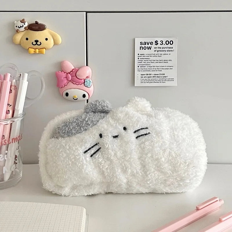 Cartoon Cosmetic Bag Pencil Case Plush Pencil Case Handbag Embroidery Kawaii Pencil Case Stationery Zipper Pouch Bag by All Mart Bristol Ltd