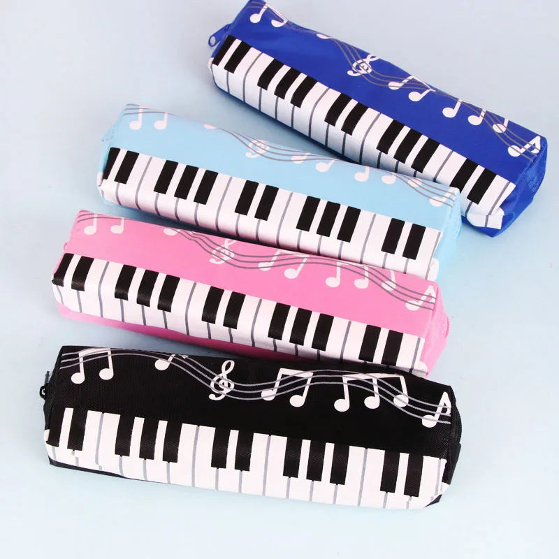 Creative Novelty Student Pencil Case Square Single Layer Oxford Cloth Pen Bag for Girls Boy Musical Note Piano Stationery Pouch by All Mart Bristol Ltd