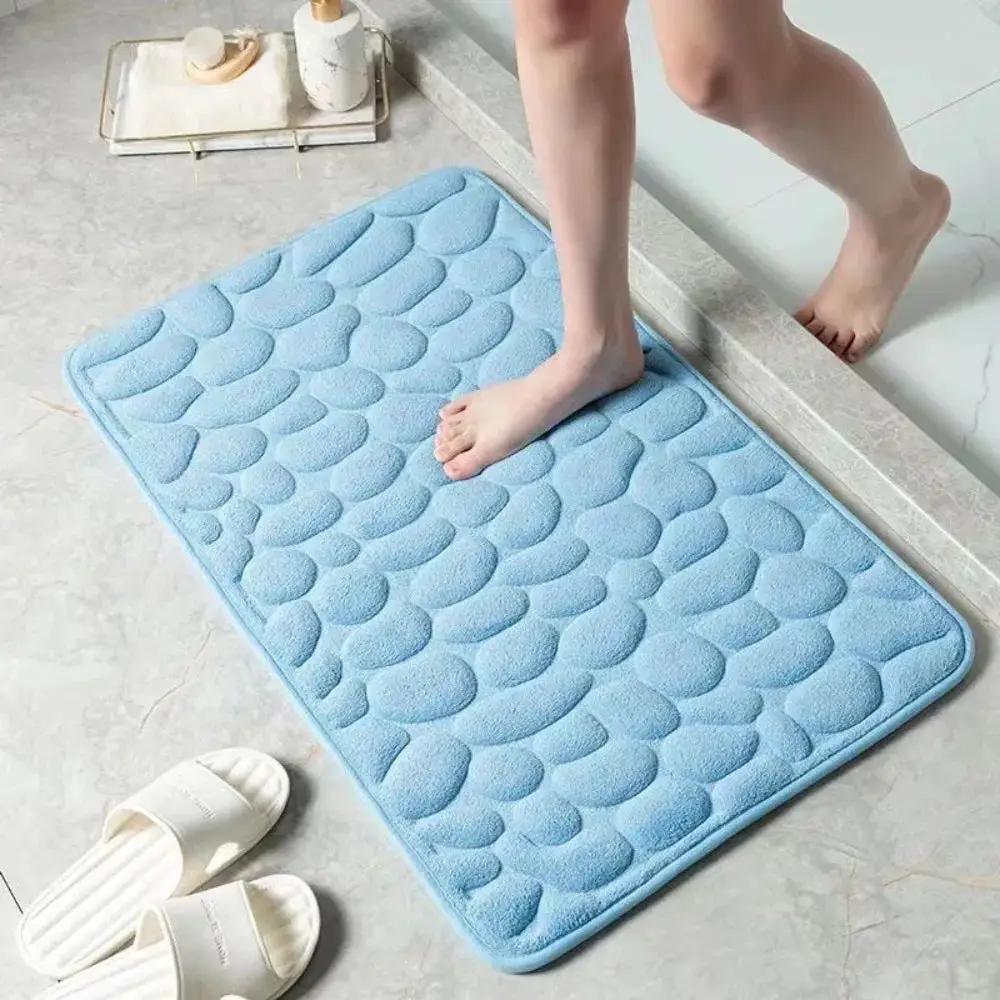 Cobblestone Embossed Bath Mat Non-Slip Carpets Water Absorption Washable Bathtub Floor Rug Shower Doormat Bathroom Decor by All Mart Bristol Ltd