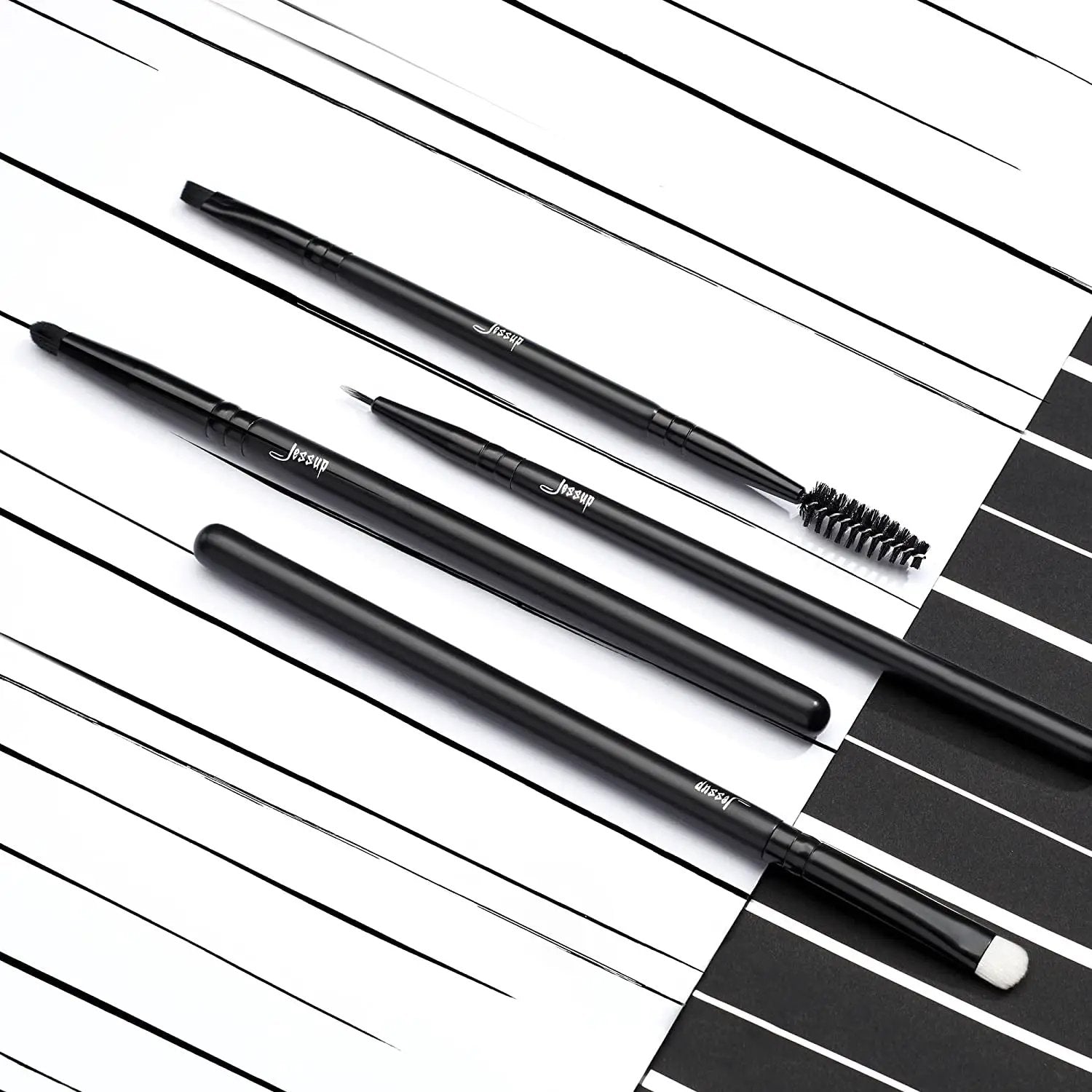 Professional 10-Piece Makeup Brush Set - Premium Black Brushes for Flawless Foundation, Blending, Blush, Concealer, Eyeshadow, Eyebrow, and Eyeliner Application by All Mart Bristol Ltd